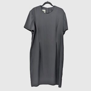 Minimalist Sheath Midi Dress Leslie Fay Black Short Sleeve Size 18